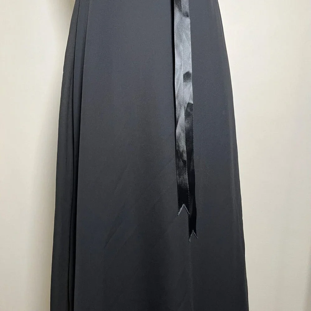 XOXO Vintage 90s Y2K Black Maxi Prom Dress Evening Gown Empire Waist Bow Size 5 - Picture 10 of 16